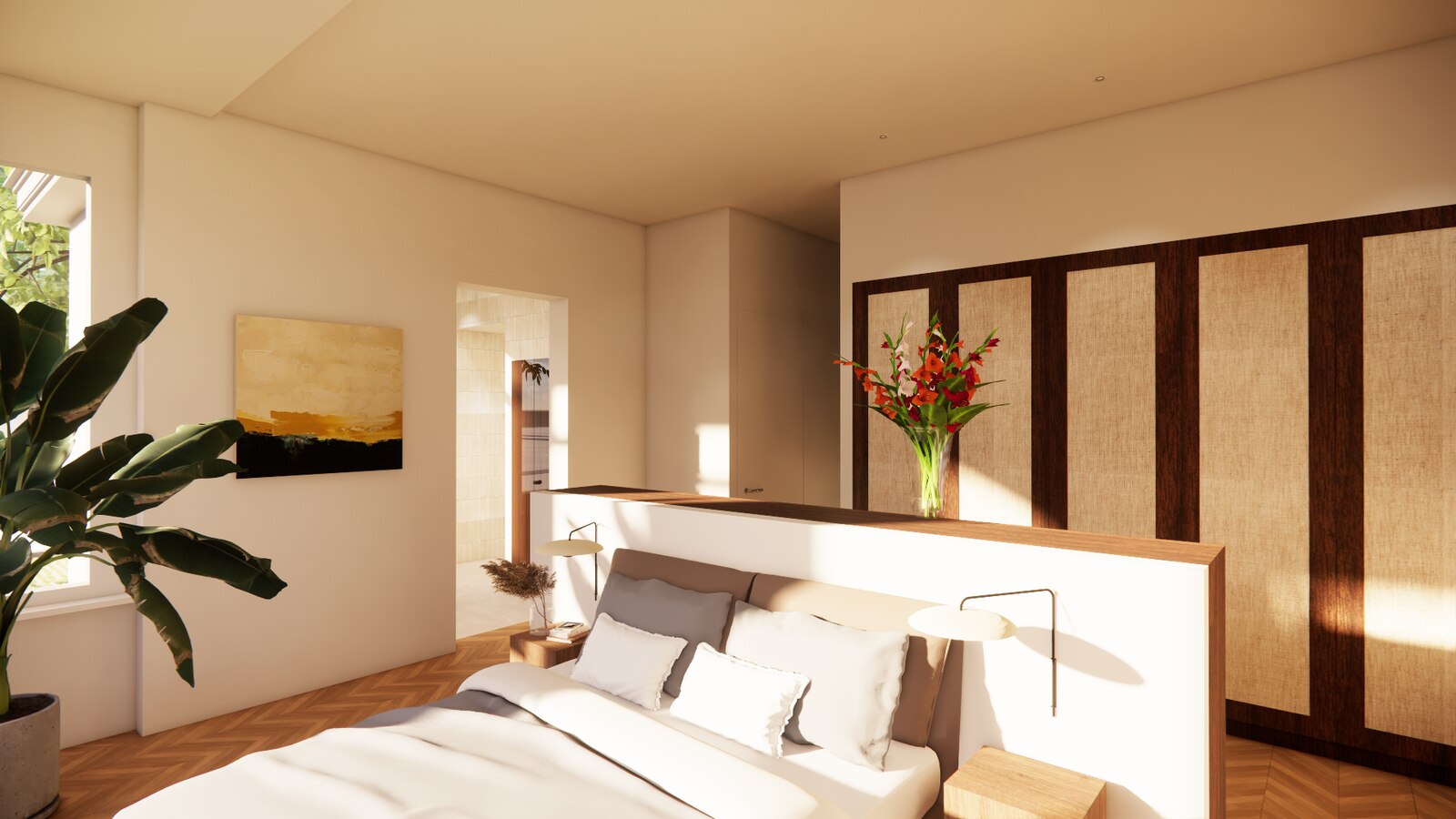 Beukenlaan 01 — begane grond: slaapkamer (render)