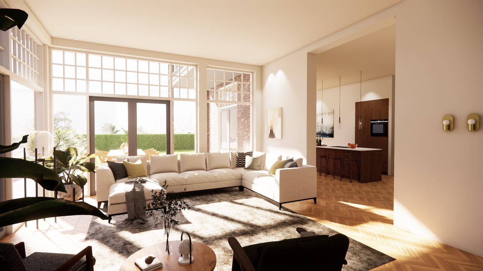 Beukenlaan 01 — begane grond: woonkamer (render)