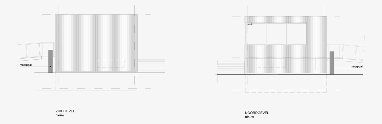 Woonboot Radder — zuid- en noordgevel